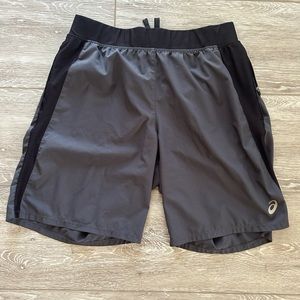Men’s ASICS athletic shorts elastic waste with pockets size large gray
